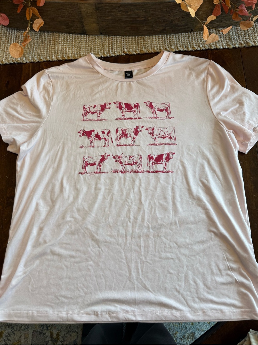 Women’s White Graphic T-Shirt with Pink Cow Print